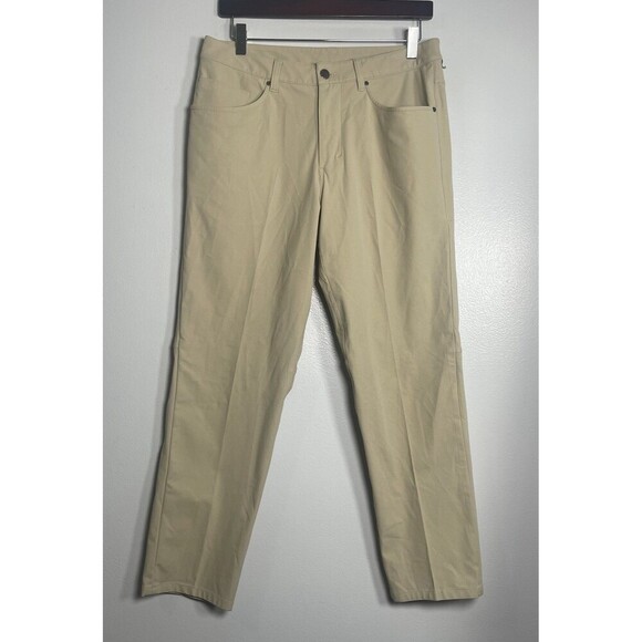LULULEMON Lululemon ABC Pant Classic Size 31 Khaki 28” Inseam Warpstreme Active - Picture 1 of 11